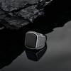 Raymard Onyx Stainless Steel Textured Signet Rings for Men, Size