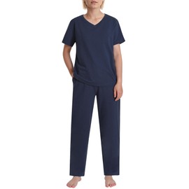 Weintee Women's Petite Sweatsuits Cotton Sweatpants Sets 2 Piece Outfits Lounge Suits, Navy, Medium Petite