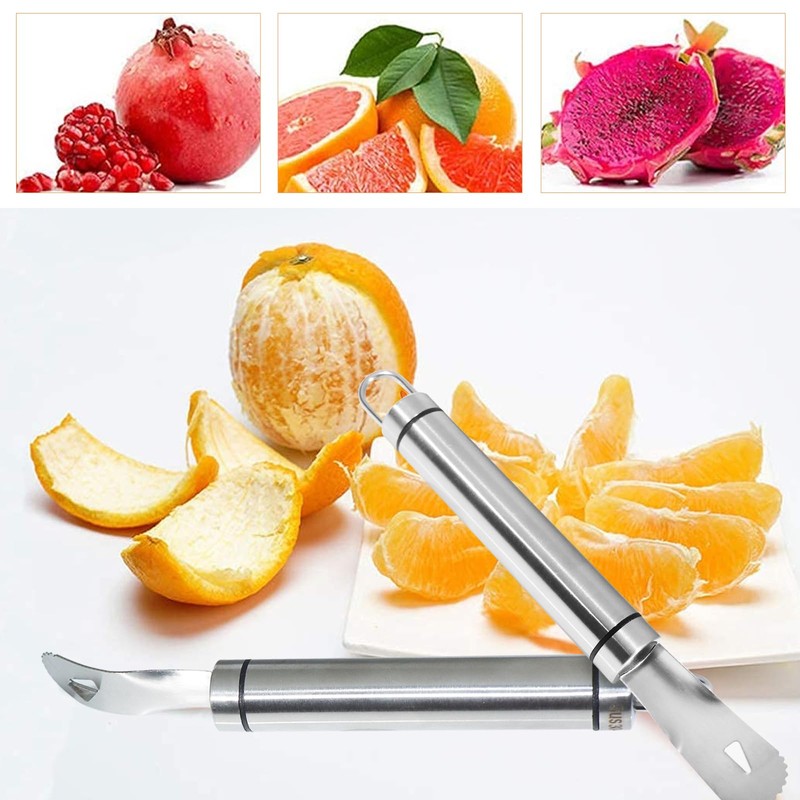 Stainless Steel Orange Peeler, Long Handle Orange Citrus Peeler Tool
