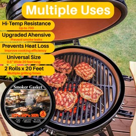 Smoker Gasket Seal - MAQIHAN Grill Gasket 2 Pack 20 Ft 1/2"x1/8" Bbq Gasket Smoker High Temp Gasket Smoker Seal Gasket Heat Gasket for Smoker Door Lid