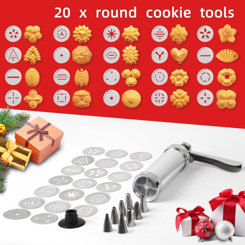 Spritz Cookie Press Kit - 20 Stainless Steel Discs &