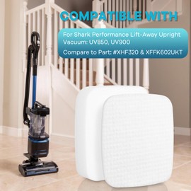 UV850 UV900 Foam & Felt Filters Replacement for Shark Rotator Navigator Lift-Away ADV DuoClean PowerFins Upright Vacuum UV850, 2 Pack Compare to Part # XFFK602UKT