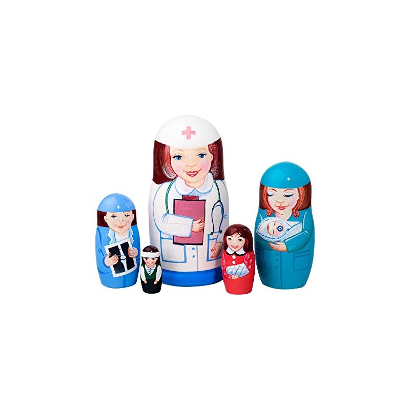 Nurse 5-piece Russian Wood Nesting Doll