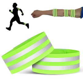 High Visibility Armbands, 2 PCS Reflective Armbands Bike Ankle Bands Running Safety Gear Reflective Elasticated Wristbands Hi Vis Security Arm Ankle Straps Belts For Walking Cycling, Night Activities