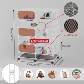 STILLCOVE Large Guinea Pig Cages Indoor: 5-Tier C&C Rabbit Cage Small Animal Cage on Wheel with Removable Tray for Bunny Hamster Ferret Rat Chinchilla Hedgehog