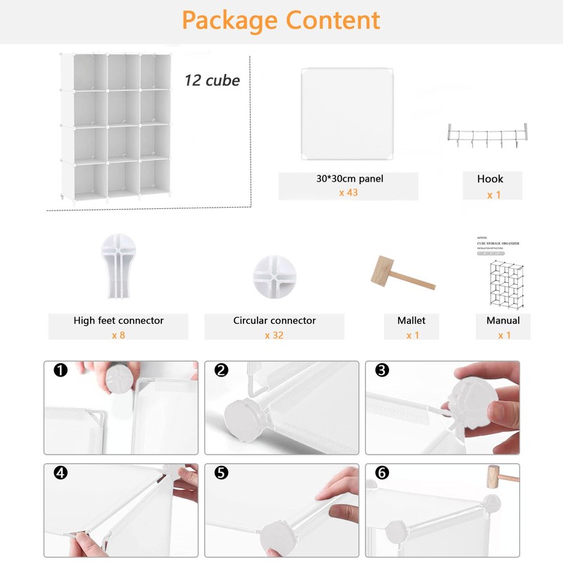 AWTATOS 12 Cube Storage Organizer, Closet Organizer Storage Shelves, White