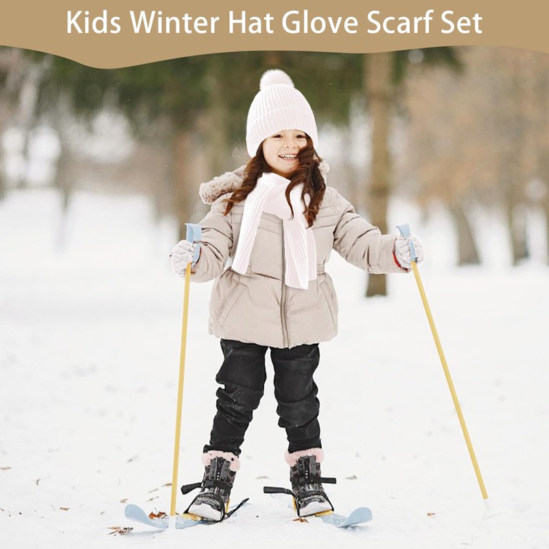 Yaopelky Kid Boy Girl Beanie Hat Scarf Touchscreen Gloves Set
