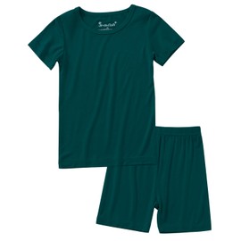 Jimonda Baby Boys Girls Pajama Sets Toddler Sleepwear Cool Jammies 2pcs Viscose from Bamboo PJs Short Sleeved 18M-8Y(Dark green-3T)