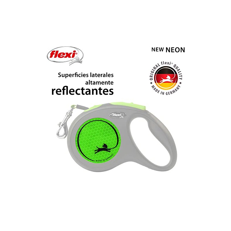 Flexi Correa Neon Verde Mediana De Cinta 5M