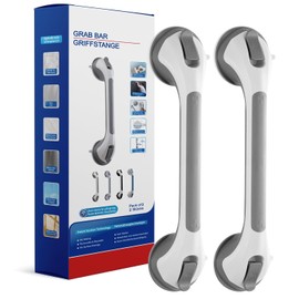 Grab Bars for Bathtubs and Showers 2 Pack Shower Handle, Heavy Duty Suction Grab Bar Bath Handrails for Seniors and Elderly, Bathroom Safety Grip No Drilling Waterproof Removable, Grey