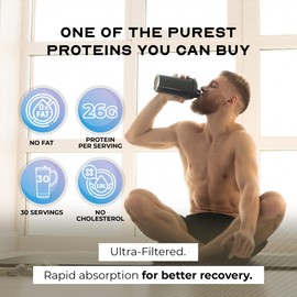 Muscle Feast Grass-Fed Whey Protein Isolate, All Natural Hormone Free Pasture Raised, Whey Isolate Protein Powder for Men and Women, Clean, Non-GMO & Gluten-Free Isolate Protein - Unflavored, 2lb