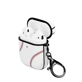 Airpods Case Cover,Baseball Design Shockproof Case Cover for Earphone Airpods 1&2,with Keychain Front LED Visible