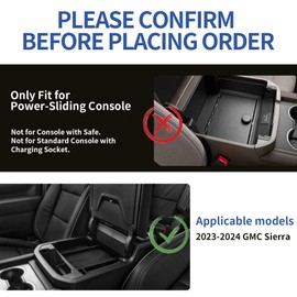 psler Center Console Organizer Fit for 2023 2024 GMC Sierra (With Power-Sliding Console) with Coin Slot Storage Box Interior Accessories