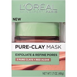 L'Oreal Paris Skin Care Pure Clay Mask Purify and Mattify, 1.7 Ounce, máscara (Mask Exfoliate And Refine Pores)