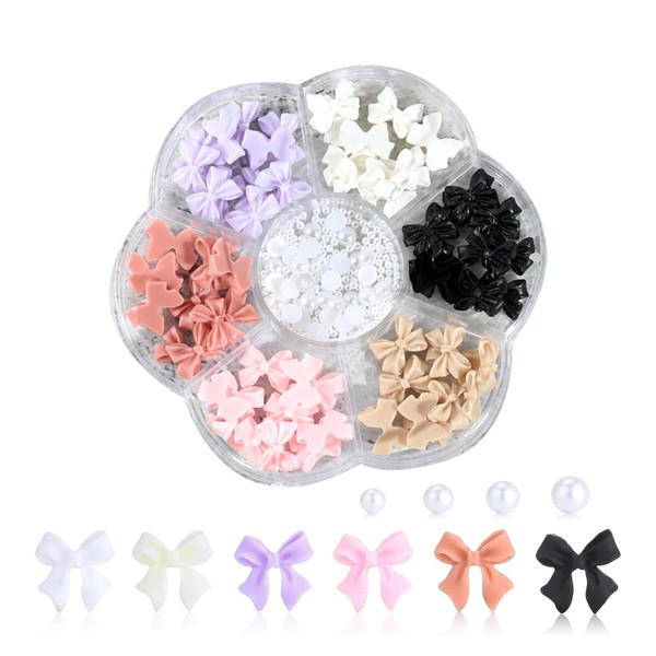 Xiciki Aurora Bow Nail Charm-Kits, 3D-Nageldekoration, bunt, Schleife, Strass, 3D,