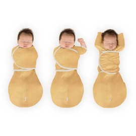 SwaddleDesigns Omni Swaddle Sack Arms Up Half-Length Sleeves & Mitten Cuffs, Easy Swaddle Transition, Gold, 0-3 Month