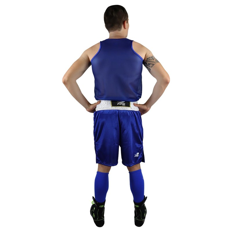 FIRE SPORTS® Uniforme Oficial Azul Box Olímpico Varonil (Azul, Extra