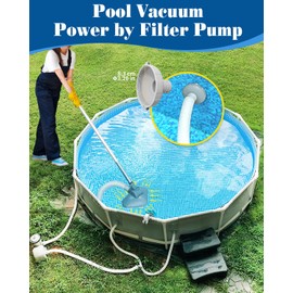Pool Vacuum for Above Ground Pool, Portable Pool Vacuum Power by Filter Pump,Small Pool Cleaner with Adjustable 61.5 inch Pole, Pool Cleaning Kit for Spa Inground & Inflatable Pool