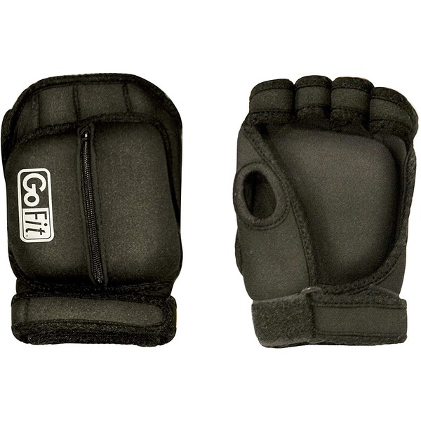 GoFit Weighted Neoprene Aerobic Gloves - One Size, Black, GF-Wag