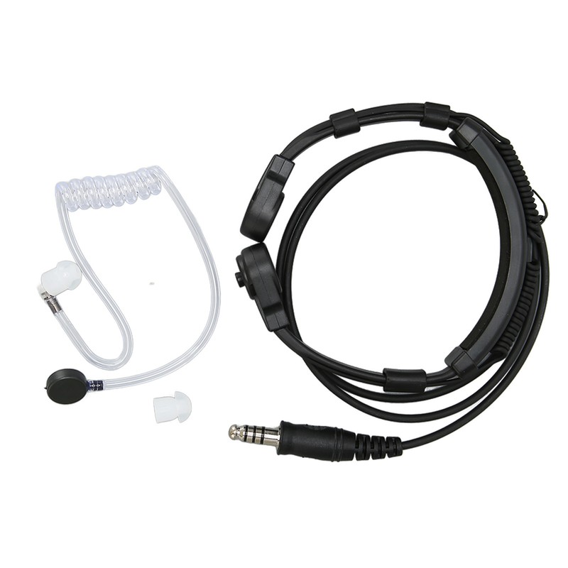 Throat Mic Earpiece 7.1mm Plug with Finger PTT Portable for