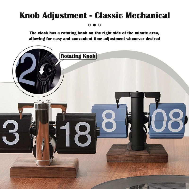 VBESTLIFE Retro Digital Flip Down Clock, Battery Powered Internal Gear