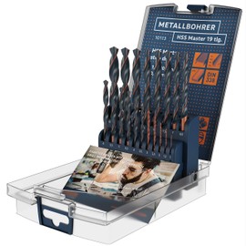 Presch Metal Drill Bit Set HSS Master 19 pcs - HSS Steel Drill Bit Set for Steel, Al, Cu and Brass - Self Centering High Speed Metal Drill Bit Set - Metal Drill Bits Ø 1-10mm
