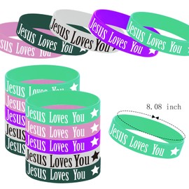Oringaga 36PCS Jesus Loves You Rubber Bracelets, Christian Religious Jesus Loves You Party Party Supplies Decorations Gifts Prize Goodie Bag Favors Easter Baskets Fillers
