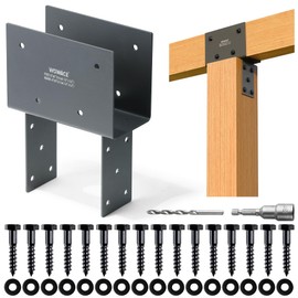WOWACE 2pc 6x6 (Actual Post/5.5"x5.5" Beams/3.5"x5.5") Post Cap Tie Bracket, Stainless Steel Wood Beam Support Bracket, for Gazebos, Patio Decks, and Porches Wood Post to Beam Support (Dark Ggray)