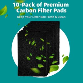 MEDUWEDU 10-Pack 4.5" x 6.5" Carbon Filter Pads for Covered Cat Litter Boxes – Odor Control Replacement Liners for Enclosed Litter Systems