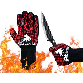 Febarula Heat Resistant BBQ Gloves, 1472°F Extreme Heat Protection, Silicone Non-Slip Grip, Extra Long Arm Coverage, Perfect for Grilling, Smoking, Cooking, and Outdoor Camping