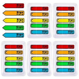 5 Pack 500 Pcs Sign Here Sticky Tabs, Multicolor Sign and Date Post It Flags, Signature Tabs, Initial Here Post It Flags, for Notary, Office, Books, Documents (500pcs)