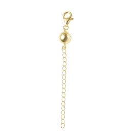 TJC Magnetic Ball Clasp with 2 Inch Extender in Yellow Gold Plated Sterling Silver Chain, Necklace, Bracelet, Anklet Extender with Sterling Silver Material Size 2inch