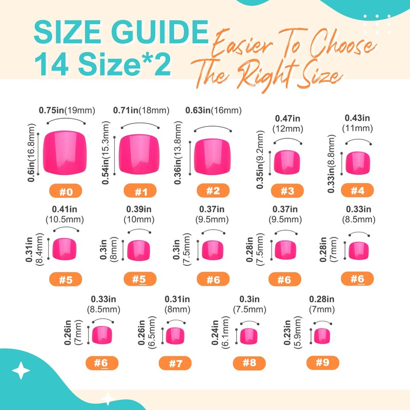 Artquee Hot Pink Fake Toenails Glossy Press on Toe Nails