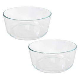 Pyrex Simply Store 7203 6/7-Cup Round Clear Glass Food Storage Bowl - 2 Pack Made in the USA