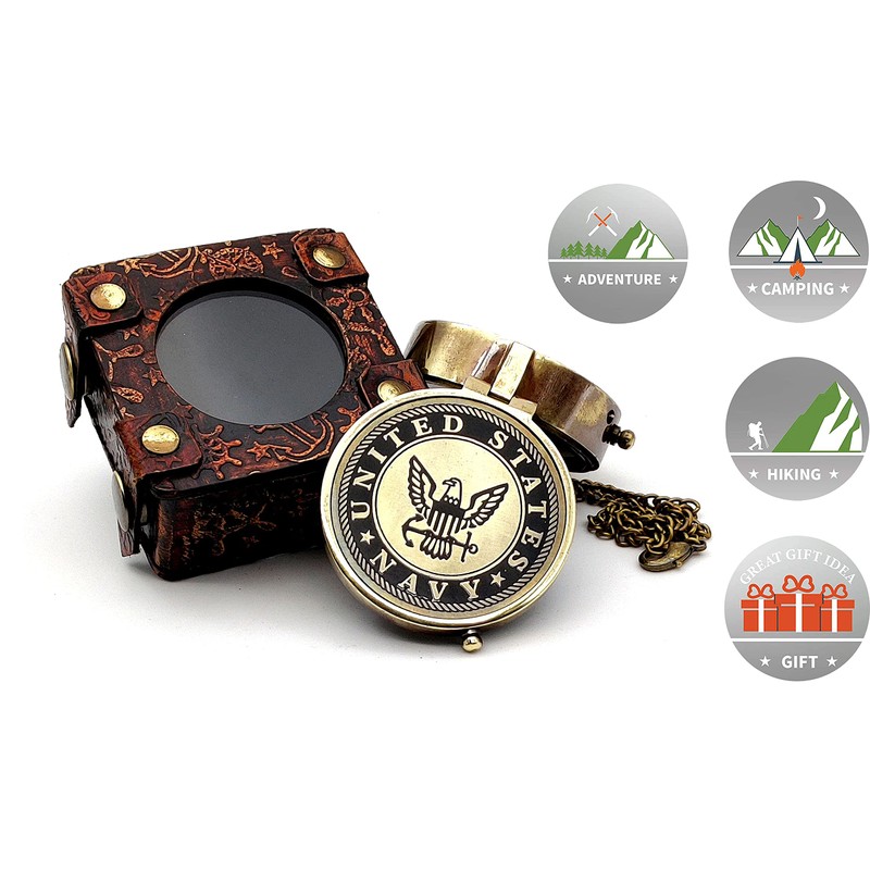 5MOONSUN5's US Navy Engraved Brass Military Compass Nautical Marine Gift