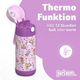 Jarlson® Children's Water Bottle, Thermal Stainless Steel Water Bottle, BPA-Free, Leak-Proof, Children's Bottle with Chug Lid, Bottle for School, Nursery, 350 ml (Princess, 350 ml)