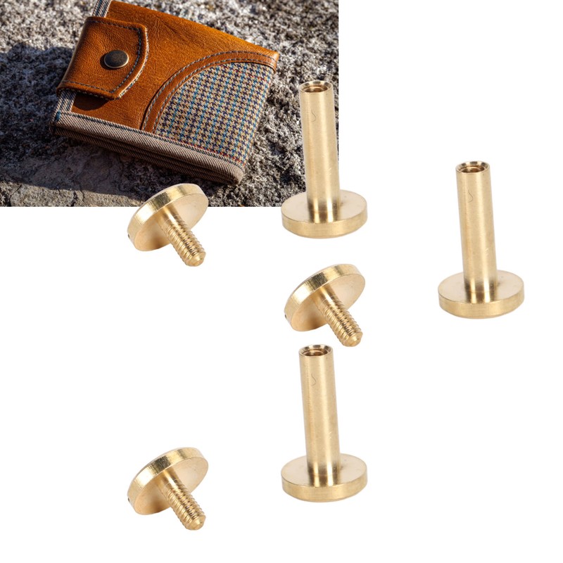 50 Set Binding Rivet Round Flat Head Brass Slot Screw