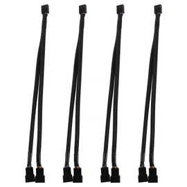 AITRIP PWM Fan Splitter Cable 1 to 2 Converter, Black Case Fan Splitter Cable, Case Fan Current Duplicator Converter, Dual Case Fan Current Adapter, 10.6 Inch (4 Pack)