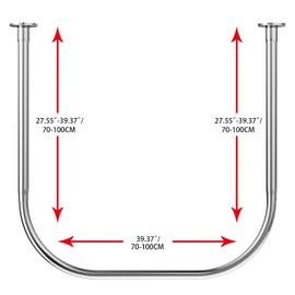 Tanxih U Shower Curtain Rod Adjustable Stainless Steel U Shaped Rack Drill Free Install for Bathroom, Bathtub, Clothing Store (U Shaped, Length on both sides:31.5"-47",Middle width:34.7"-43")