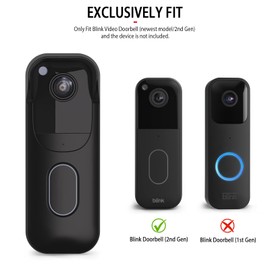 HeyMoonTong Silicone Skin Case for Blink Video Doorbell (2nd Gen) - Weatherproof Silicone Protective Cover with Brim for All-New Blink Doorbell Camera 2025 Full Protection (Black)