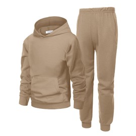 Arshiner Boy's Tracksuit Pullover Hoodie Jogging Pants Set 2 Pieces Sweatsuit Khaki