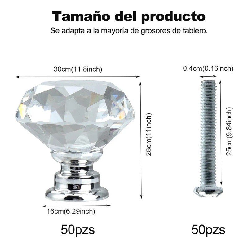 Perillas Manijas Buro Cajón Mueble Cristal Tipo Diamante