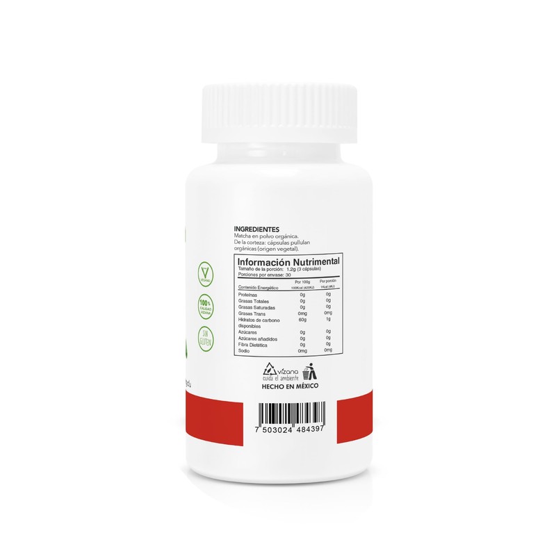 VIZANA NUTRITION | Matcha Orgánica Certificada en Cápsulas Pullulan Orgánicas