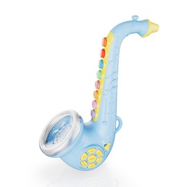 Contixo KT1 Toy Saxophone, Blue Digital Saxaboom, Trumpet, Clarinet with Light & Sound, Early Education Musical Instrument Gift for Toddlers Kids Girls Boys