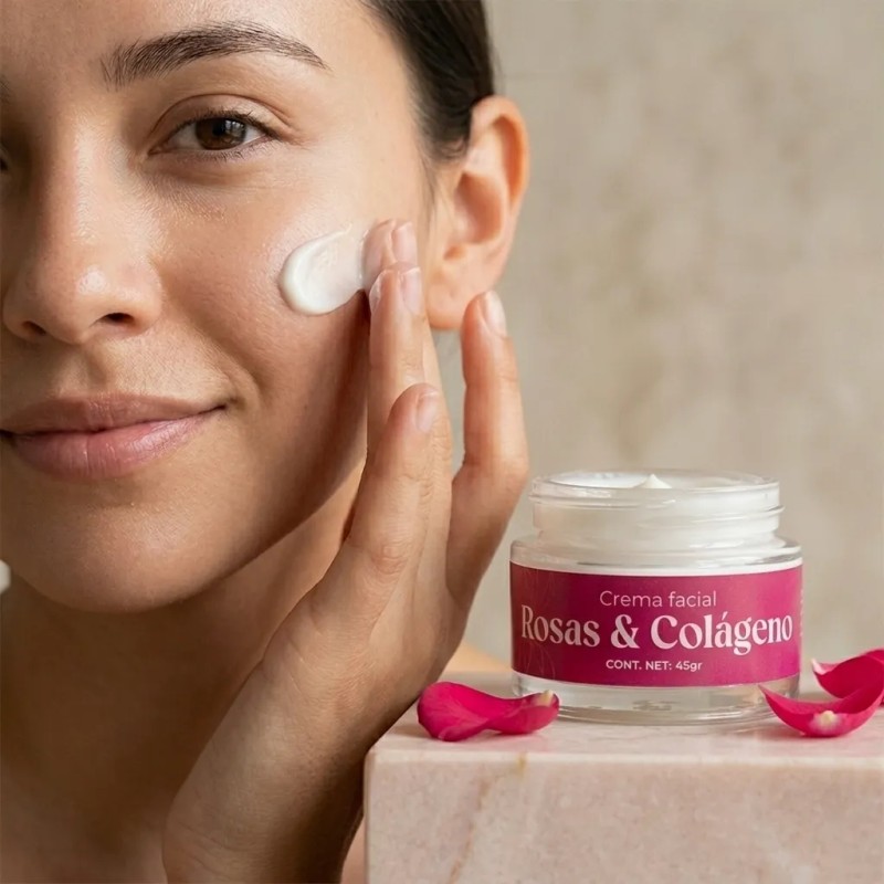 Crema Facial Rosas Y Colágeno Hidratante 45 G