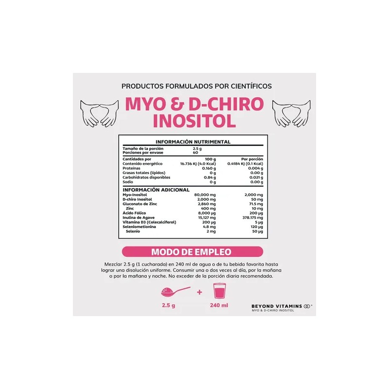 Myo Y D-chiro Inositol Puro - 100% Vegano - En