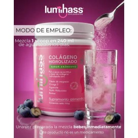 Colágeno Hidrolizado Lumihass Sabor Arándano 725 G I 30 Porciones I Adicionado Con Omega 3 aguacate magnesio acido Hialurónico biotina vitamina C I...