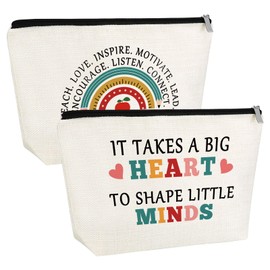 Teacher Appreciation Gifts for Women Makeup Bag End of Year Best Teacher Ever Gift from Student Birthday Valentines Day Thank You Gifts for Coworkers Employee Colleague Female Small Cosmetic Bag