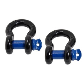 (2 PK, Black-Blue) Bow Shackle 3/4" G209 Rugged G-209 28.5 Ton 57,000 Lbs Maximum Break Strength 4.75 Ton - 10500 lb w Clevis Pin Screw Heavy Duty D Ring for Vehicle Recovery