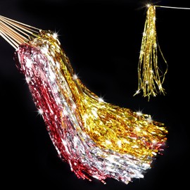 48 Pcs Lighted Wedding Wands LED Tinsel Fairy Wands Tinsel Party Streamers LED Ribbon Stick with Shiny Foil Tinsel for Wedding Send off and Exits Baby Shower Birthday New Year Party Favors(Multicolor)